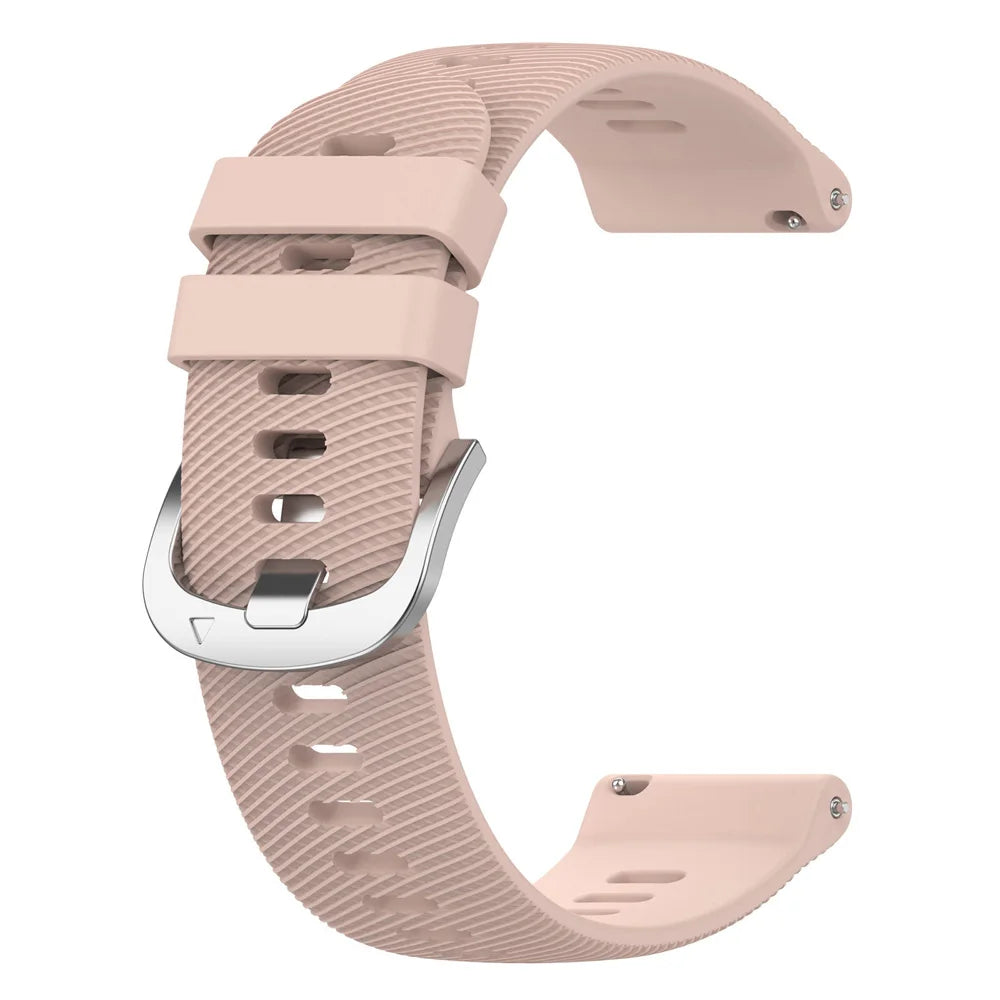 COROS Textured Silicone Sport Band in Solid and Two-Tone Colors – Light Pink / Silver Buckle