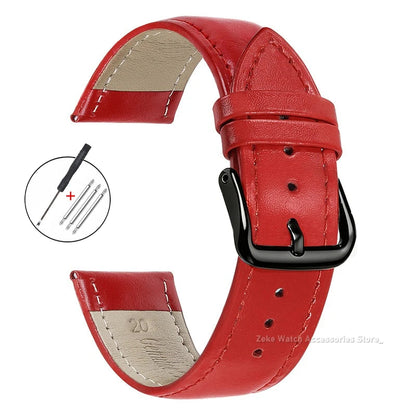Slim Calfskin Band in Red with Black Buckle