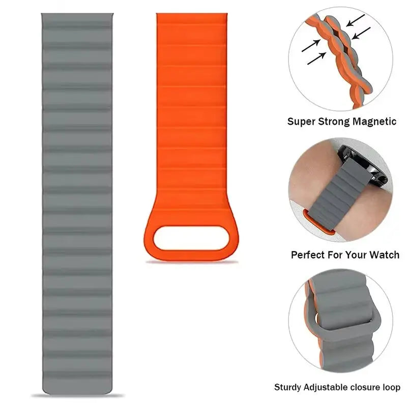 Polar Ribbed Magnetic Silicone Loop Band – magnetic overlap closure detail