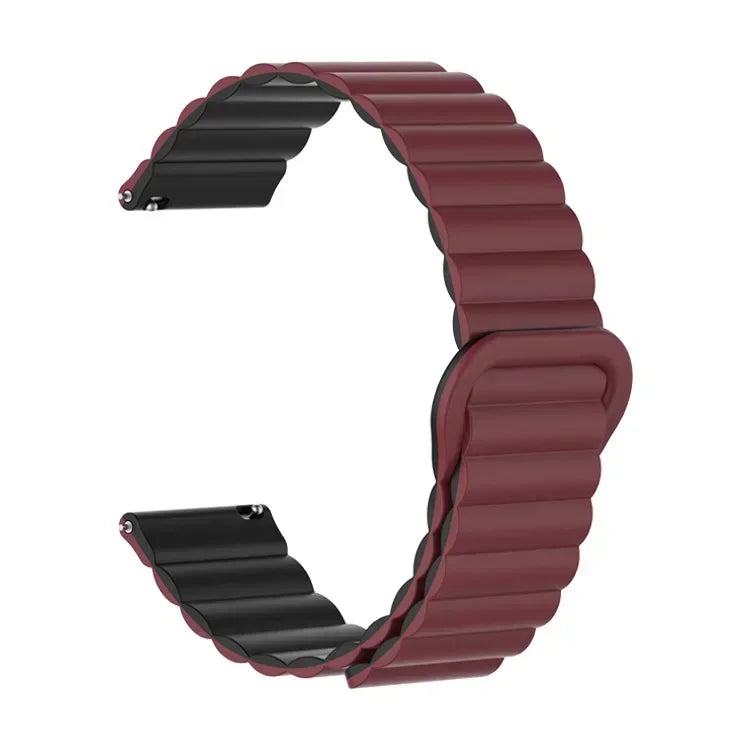 COROS Ribbed Magnetic Silicone Loop Watch Band - Wine Red / Black