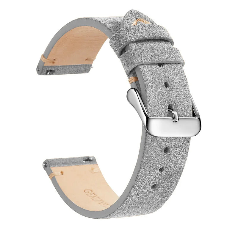 OnePlus Leather Quick Release Watch Band Strap for Smartwatch in grey suede material.
