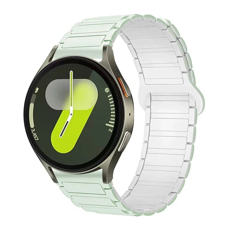 Polar Ribbed Magnetic Silicone Loop Band — Mint Green / White