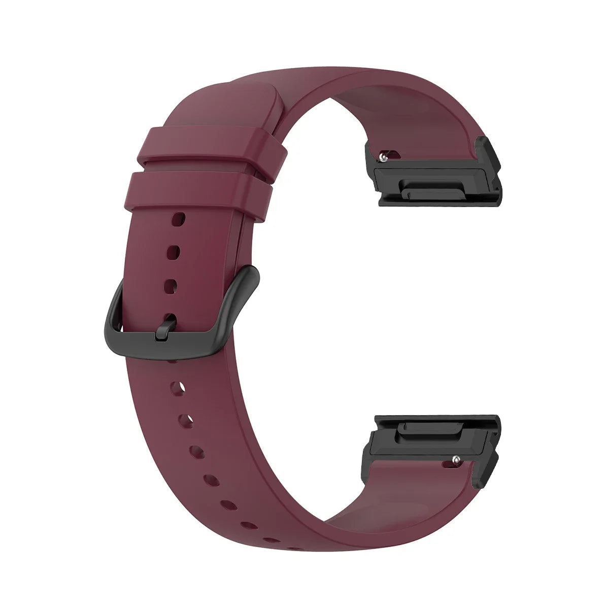 Garmin silicone watch strap in burgundy, a comfortable and durable replacement band for smartwatches with quick-fit design.