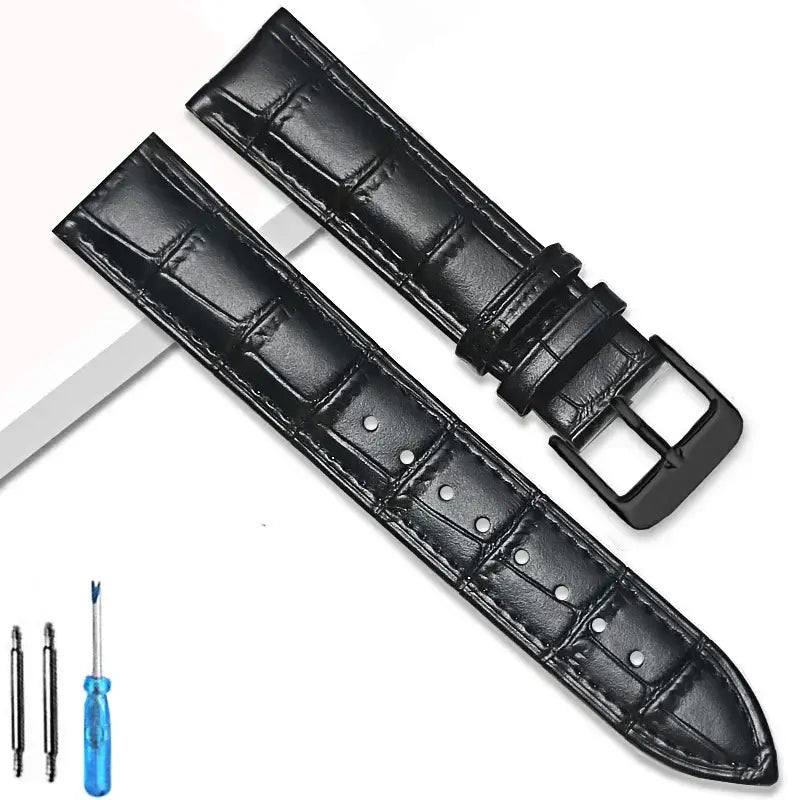 Suunto Crocodile-Embossed Leather Buckle Band – Black / Black Buckle