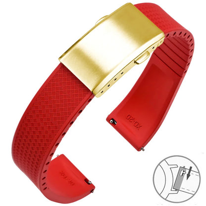 Garmin FKM Rubber Band in Red with Gold Clasp