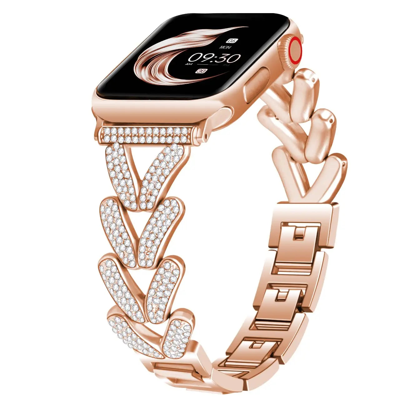 Apple Watch Stainless Steel Band with Sparkly Crystal Design, elegant design with over 300 sparkling crystals.