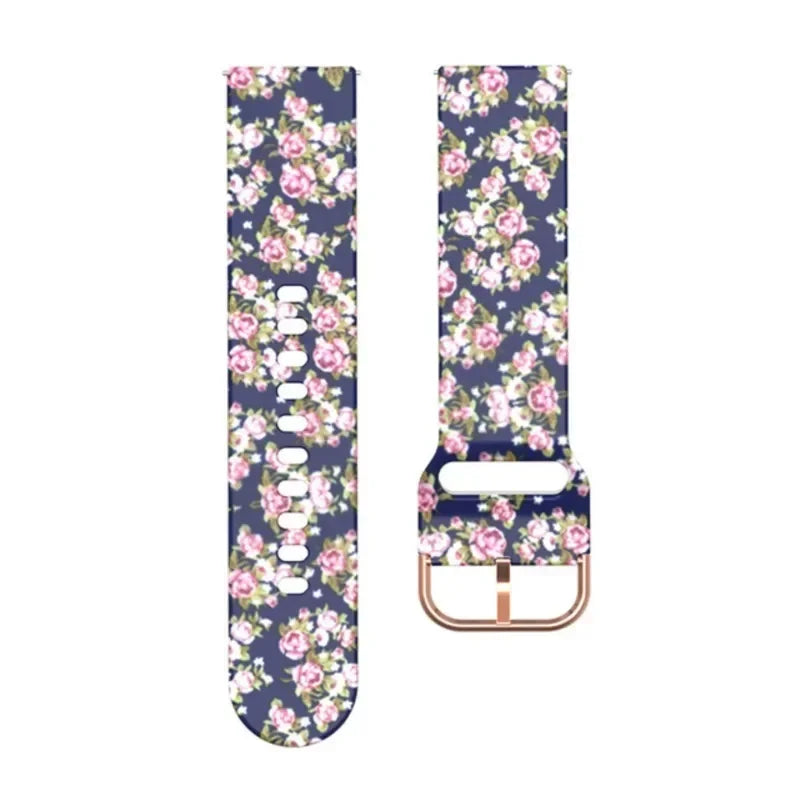 Garmin Printed Silicone Band in Blue and Pink Rose