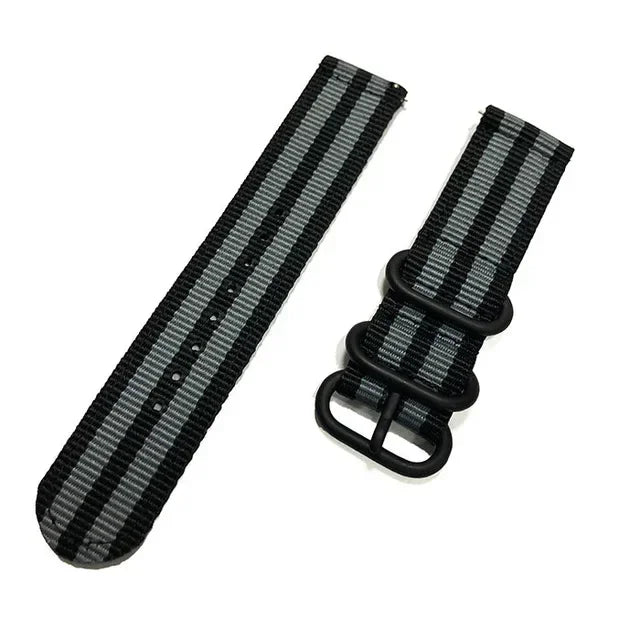 COROS Nylon Band with Metal Keepers – Black / Gray Stripes