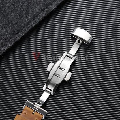 Garmin Perforated Racing Leather Band — butterfly clasp close-up