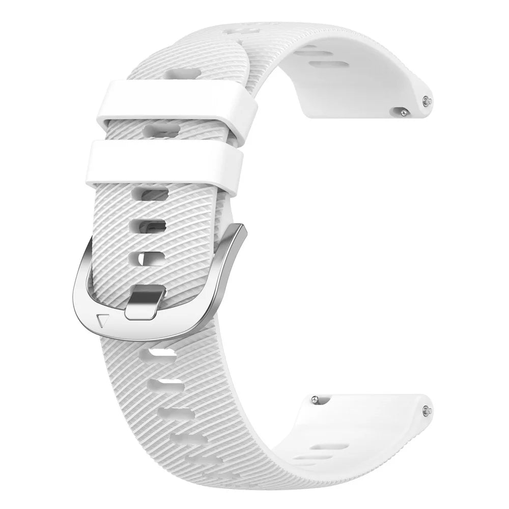 COROS Textured Silicone Sport Band in Solid and Two-Tone Colors – White / Silver Buckle
