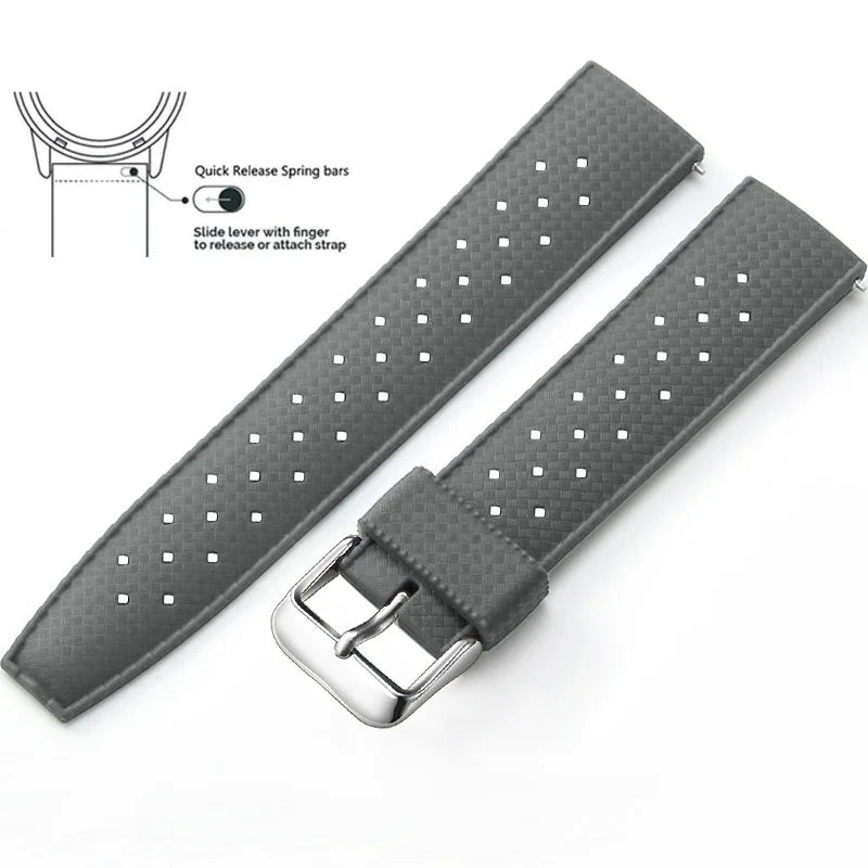 Tropic Silicone Band for Polar – Gray / Silver Buckle (Option 1)