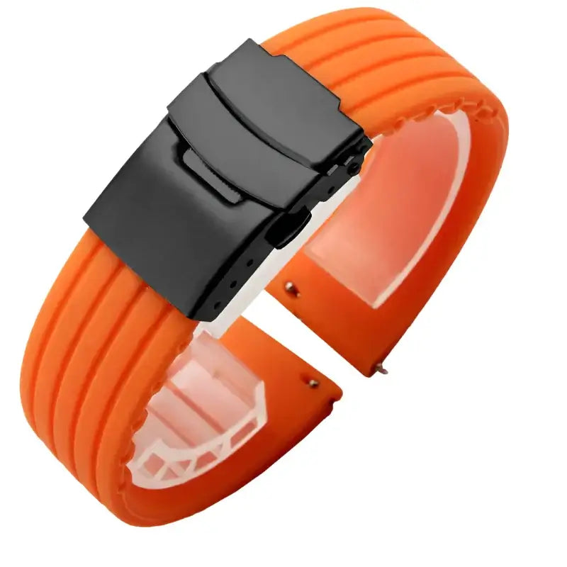 Suunto Ribbed Silicone Folding-Clasp Band - Orange / Black Clasp