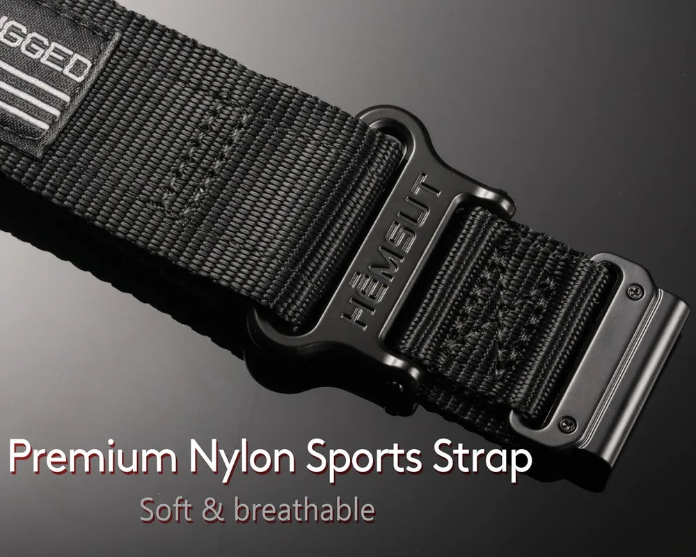 Garmin QuickFit Loop Band - Nylon and Leather Styles nylon weave, text patch and keeper detail