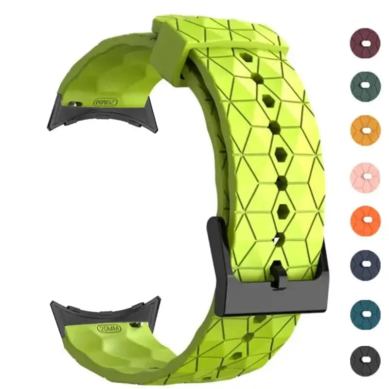 Lime geometric silicone Pixel Watch band with color swatches