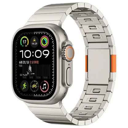 Apple Watch with Stainless Steel Band and Magnetic Buckle Strap, showcasing sleek design and durability for everyday wear.