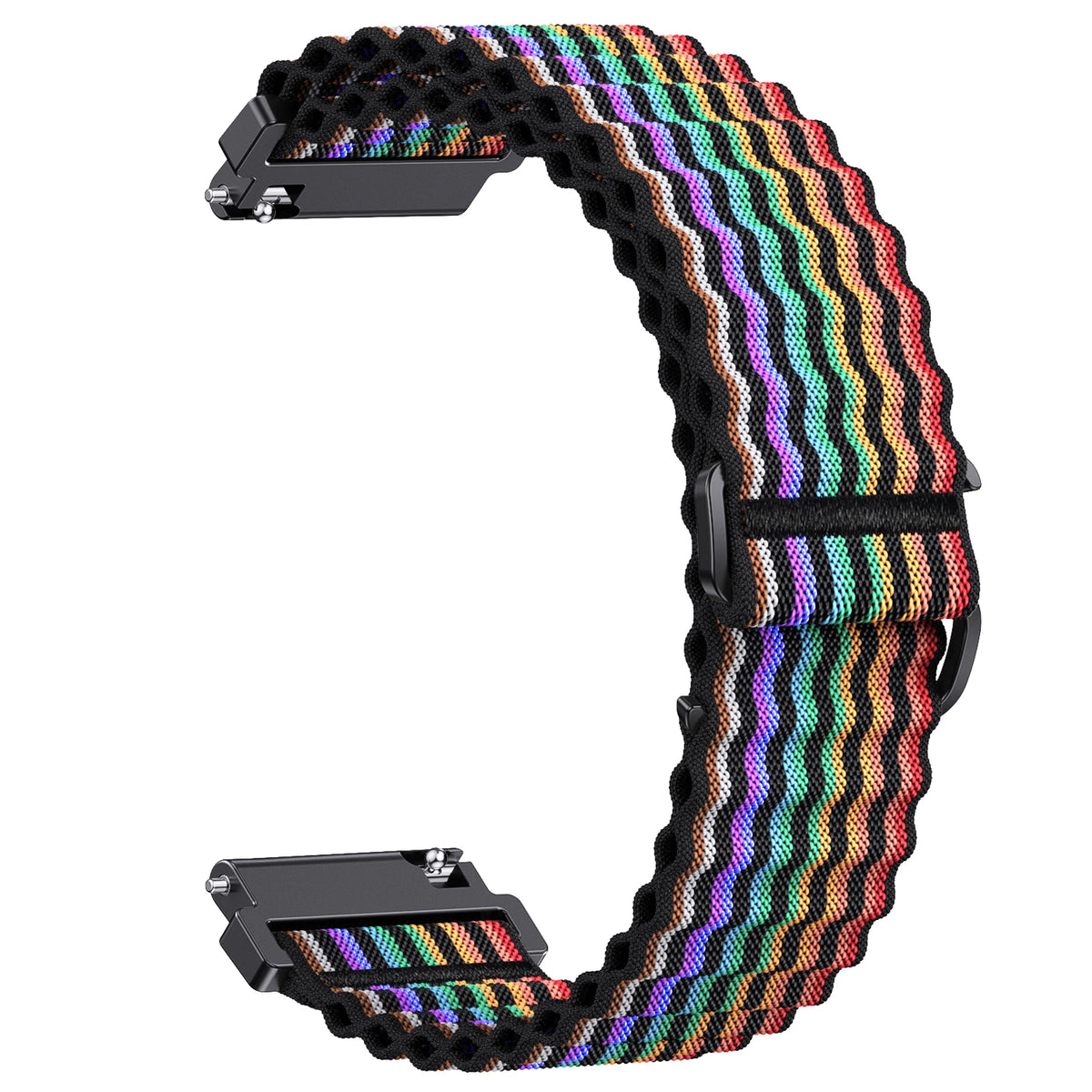 Polar Ocean-Style Ribbed Nylon Loop Band — Rainbow Stripes