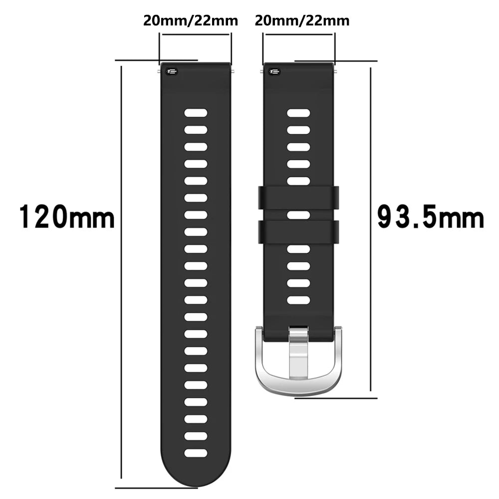 Motorola Moto Textured Silicone Band with Color and Buckle Options — Strap dimensions diagram
