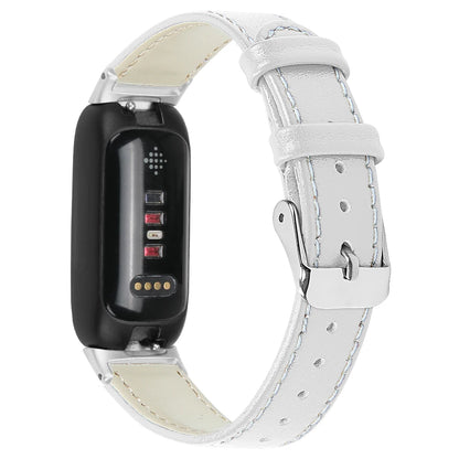 Fitbit Inspire 3 leather band in white, stylish and breathable smartwatch strap for all-day comfort.
