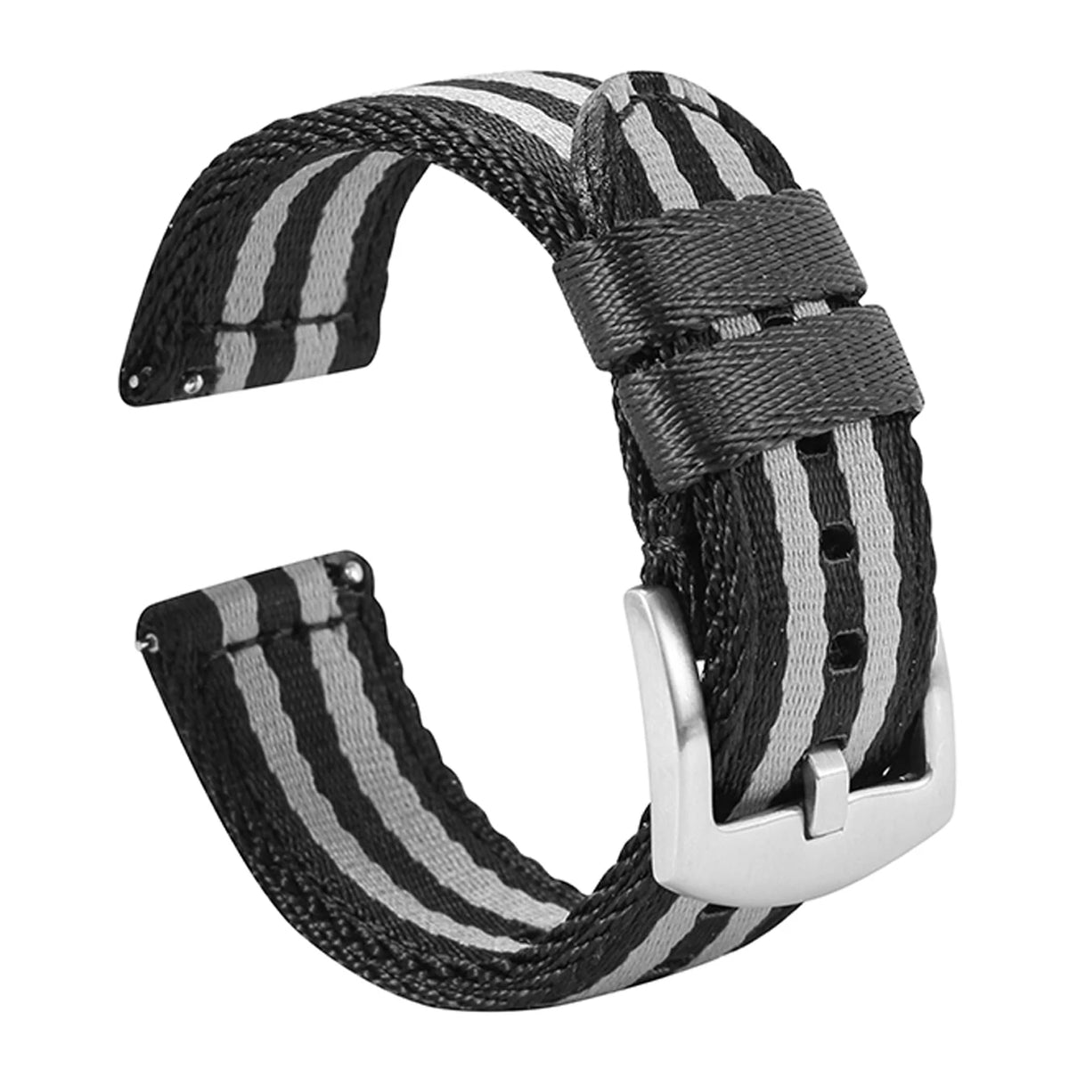 Garmin Seatbelt Nylon Band in Black and Gray Stripes with Silver Buckle