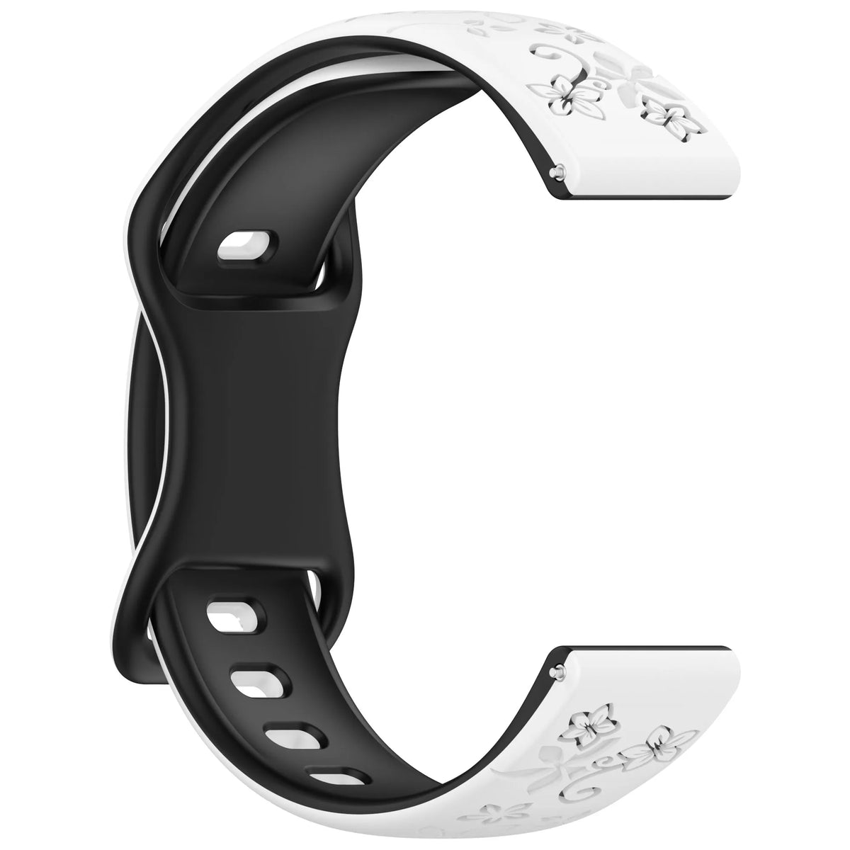 Garmin Floral Engraved Silicone Band in Black and White