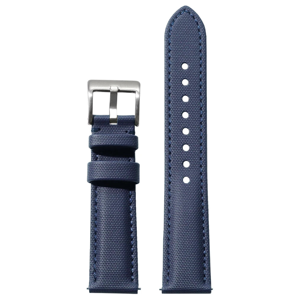 COROS Stitched Nylon Band with Silver Buckle – Navy Blue