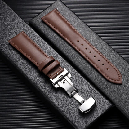 Leather Butterfly Clasp Band in Light Brown