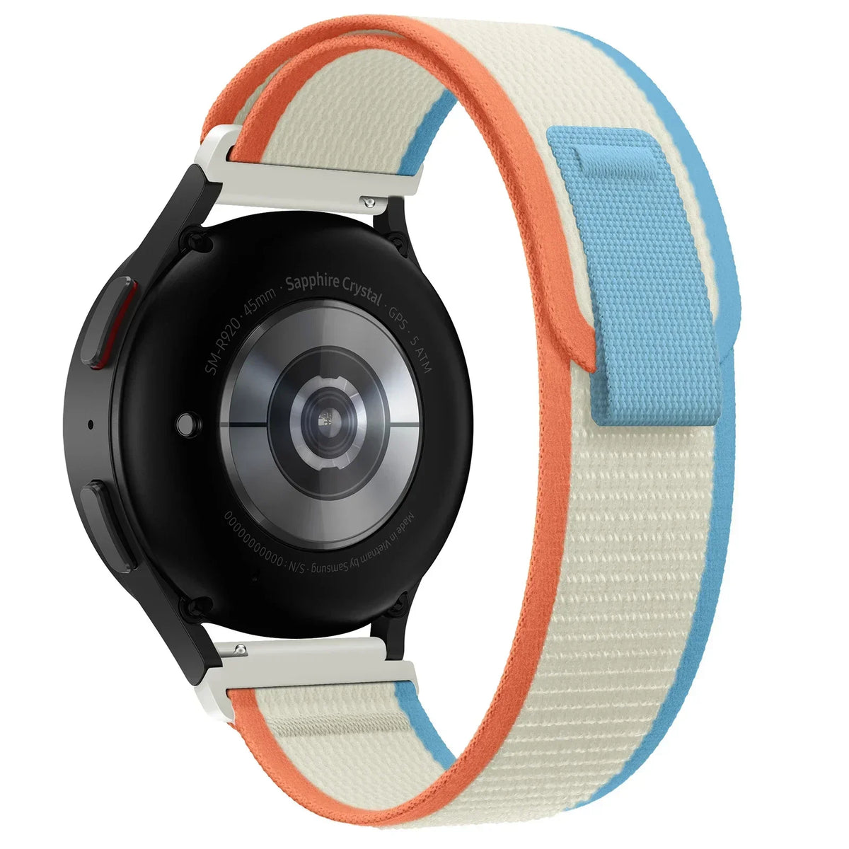 Polar Nylon Trail Loop Watch Band with Pull Tab — Cream / Blue / Coral