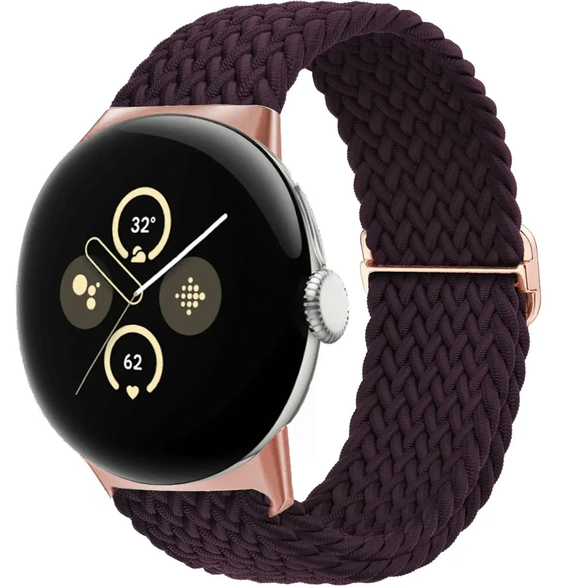 Braided Nylon Google Pixel Watch Loop with Slider in Deep Plum