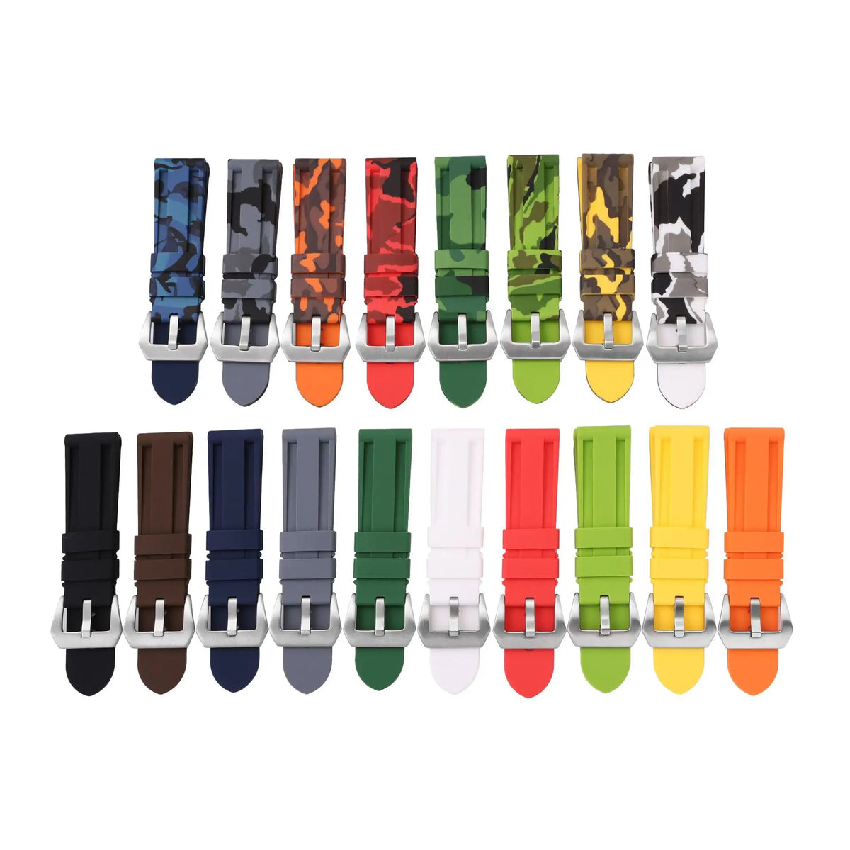 Polar Silicone Buckle Band in Solid and Camo Colors — Solid and camouflage color selection