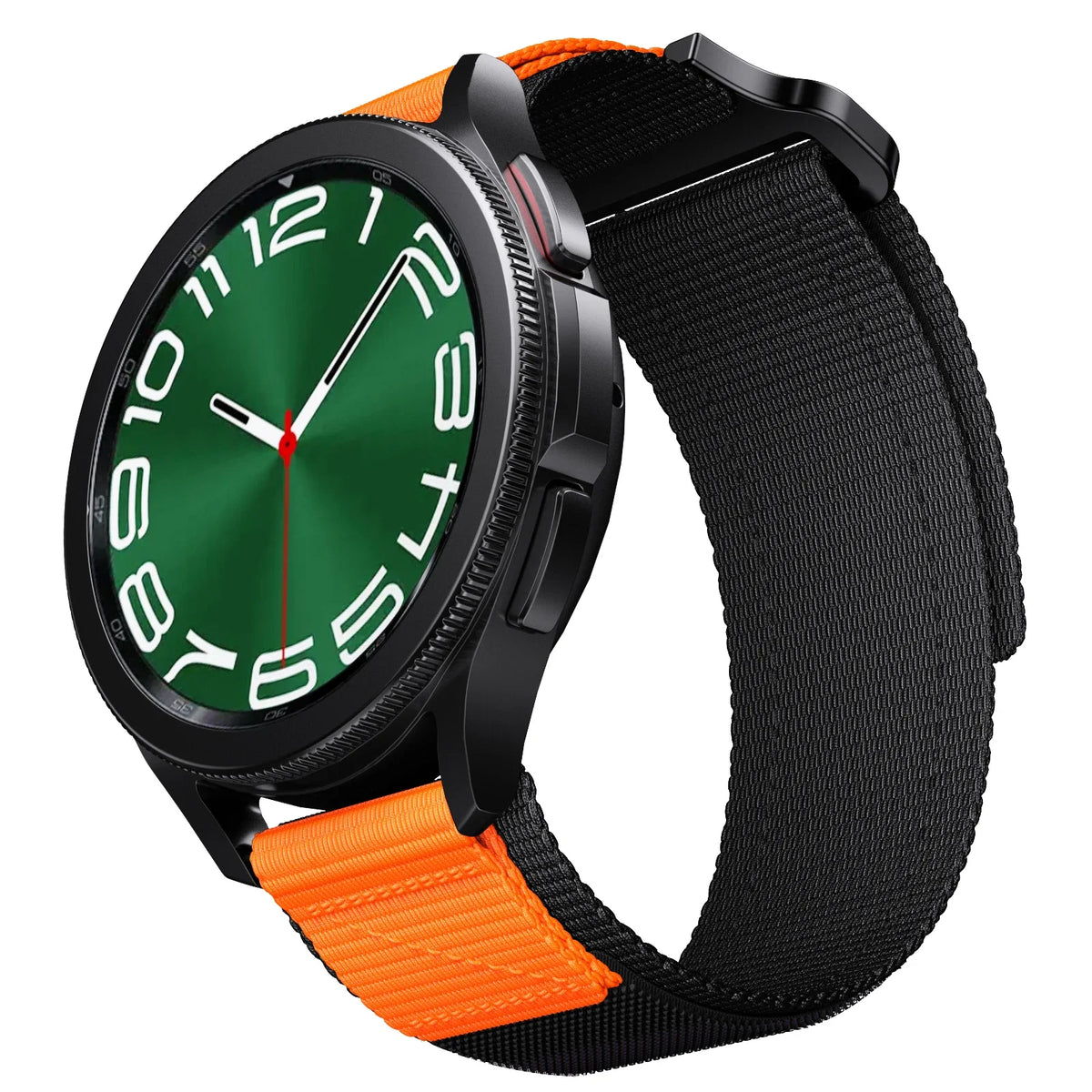 COROS Tactical Nylon Sport Loop Watch Band - Orange-tab band on watch