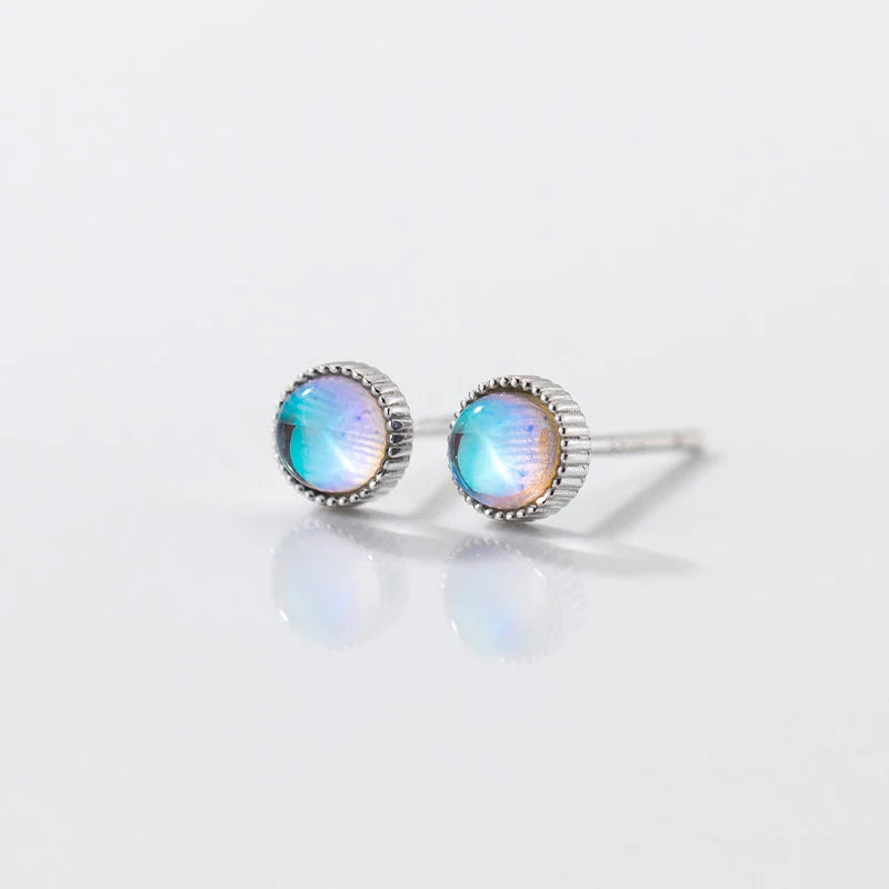 Moonstone Stud Earrings, 925 Sterling Silver, photo 7