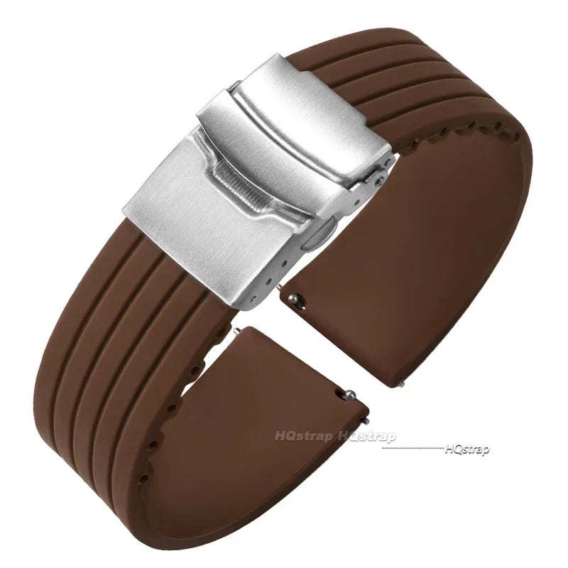 Silicone Folding Clasp Band for Motorola Moto — Brown