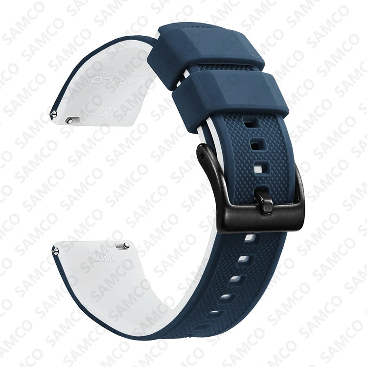 COROS Textured Silicone Watch Band with Buckle Choices - Blue / White - Black Buckle
