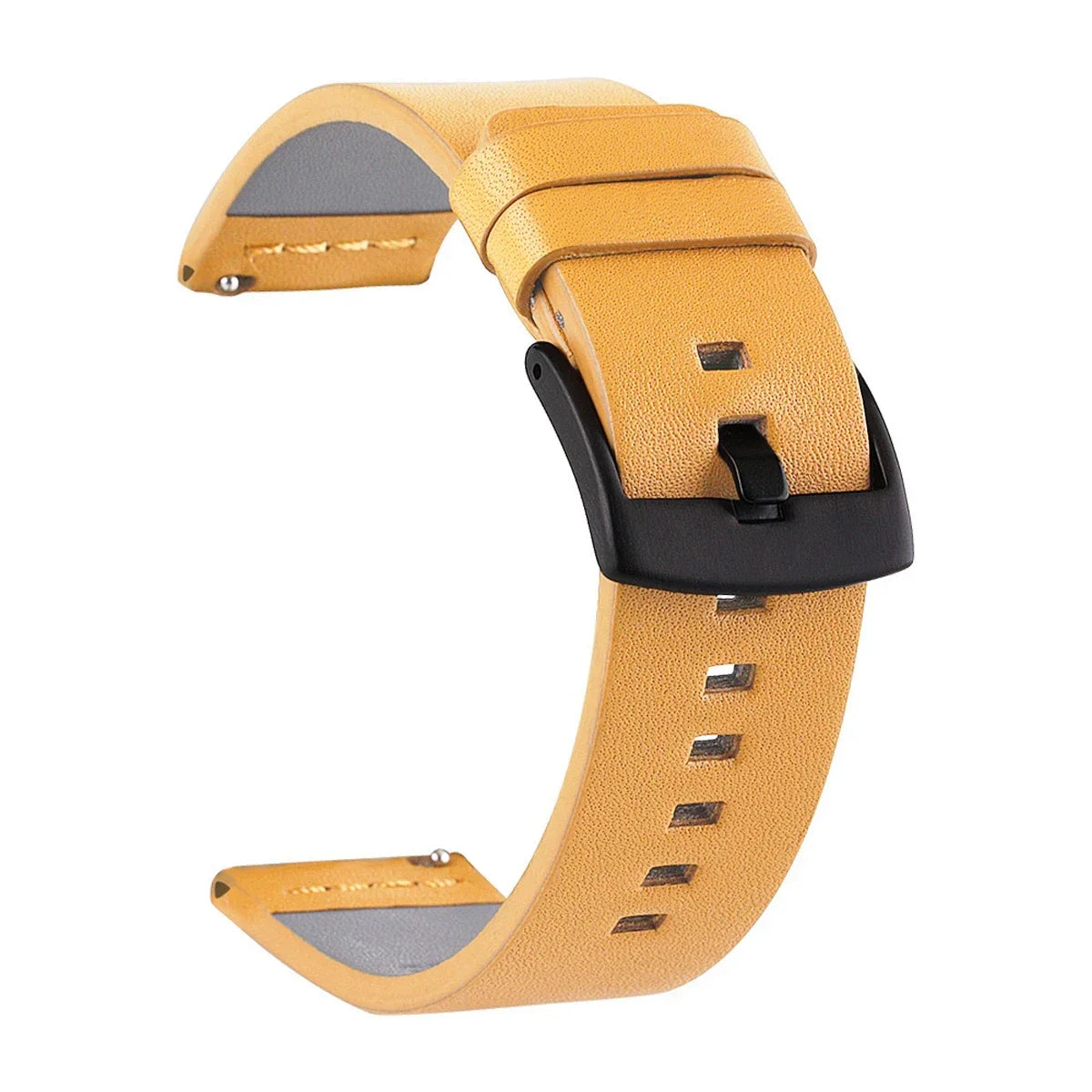 COROS Leather Watch Band with Square Adjustment Holes - Golden Tan - Black Buckle