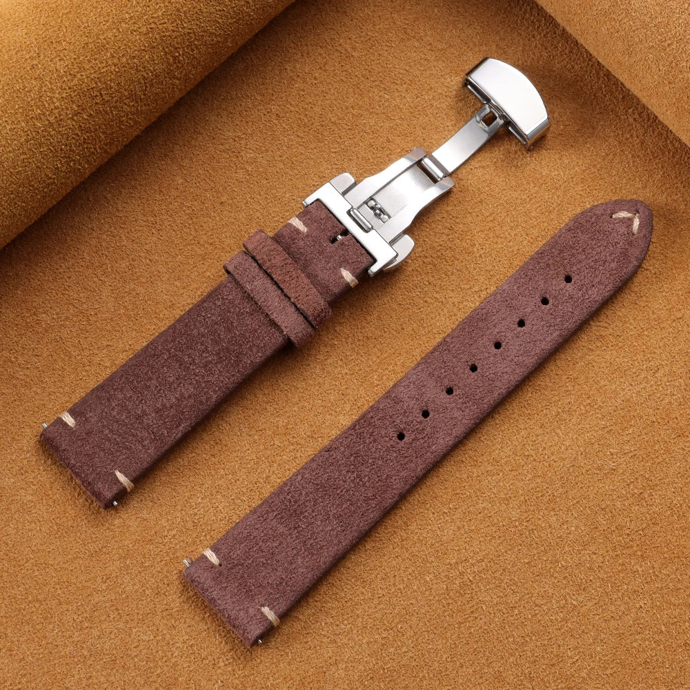 Suede Butterfly Clasp Band in Dark Brown