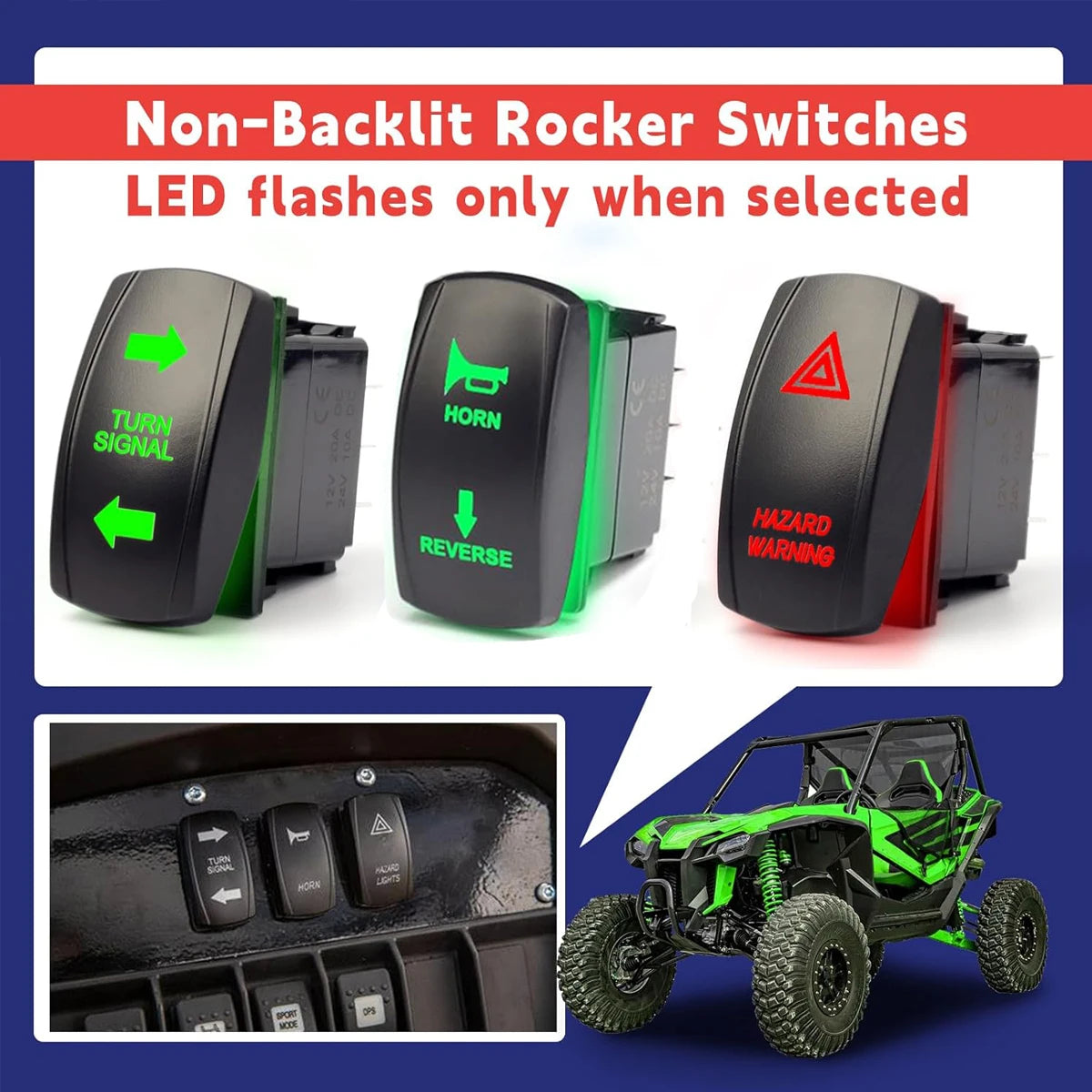 Golf Cart Turn Signal Kit with Horn, Hazard Switch and LED Lights, 12V