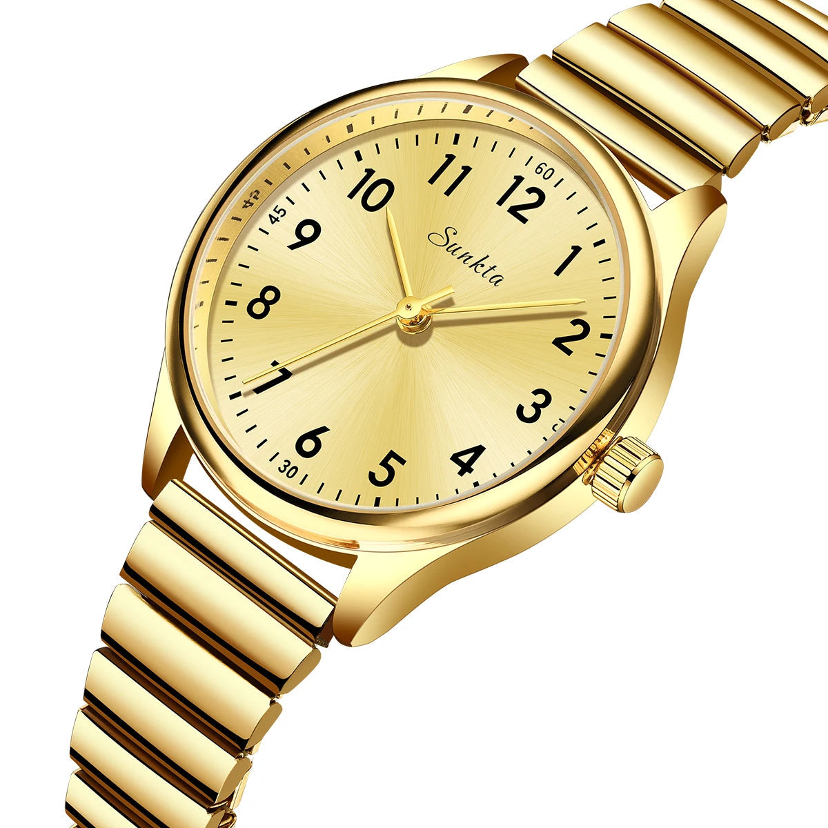 Women's Arabic Numeral Quartz Watch — Arabic numeral dial close-up — BandsCo Straps