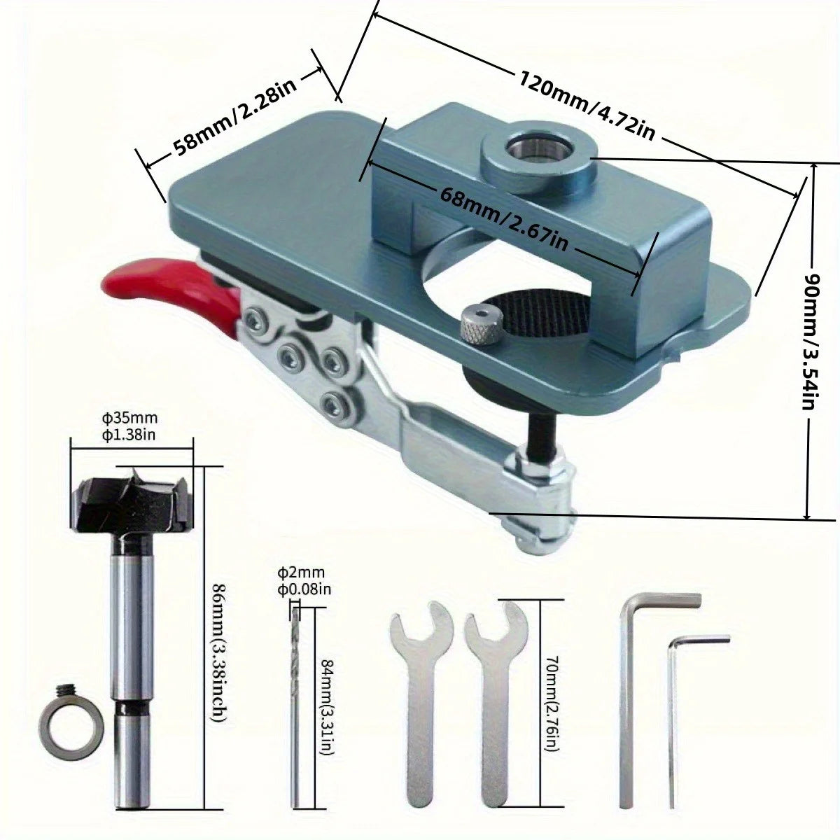 35mm Concealed Hinge Jig with Quick Clamp & Forstner Bit