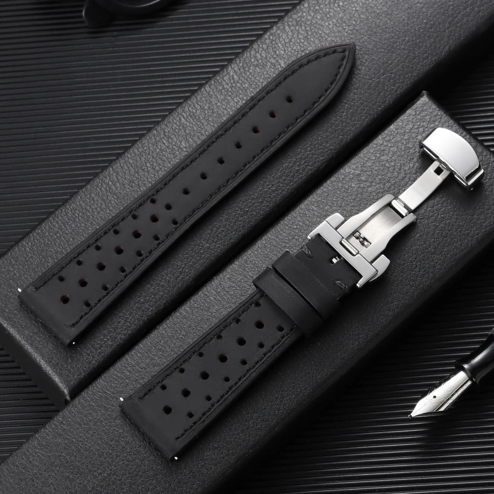 Garmin Perforated Racing Leather Band in Black