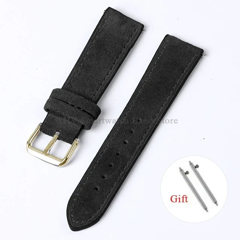 Motorola Moto Suede Leather Band with Buckle Options — Black / Gold Buckle