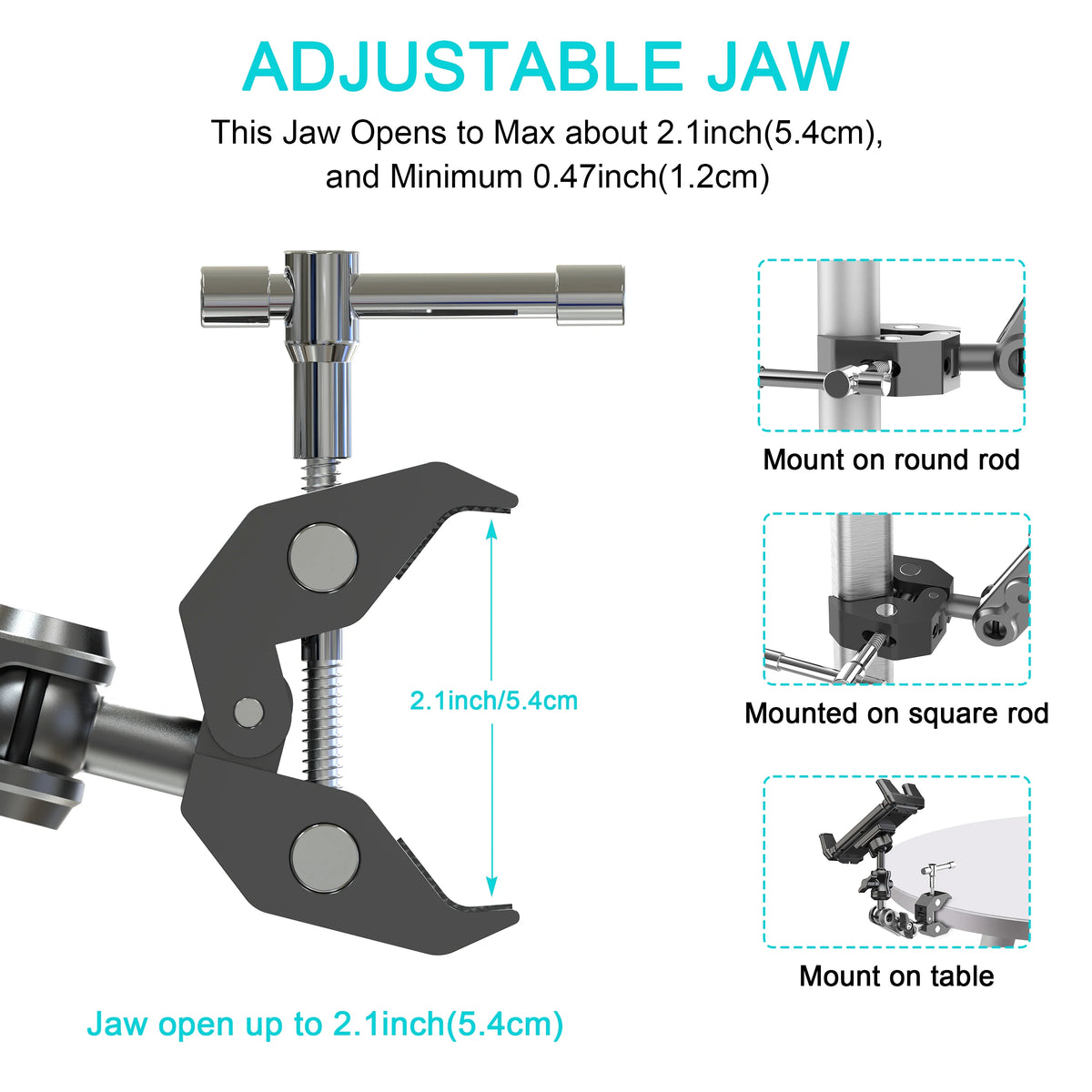 Heavy-Duty Clamp Phone and Tablet Mount for Golf Cart Bars and Roof Struts