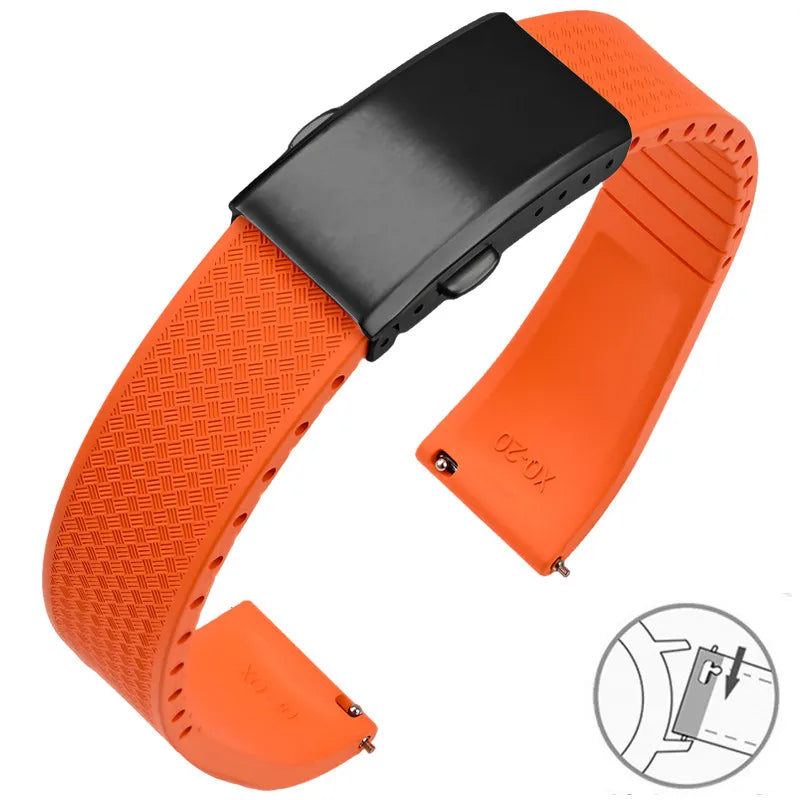 Garmin FKM Rubber Band in Orange with Black Clasp
