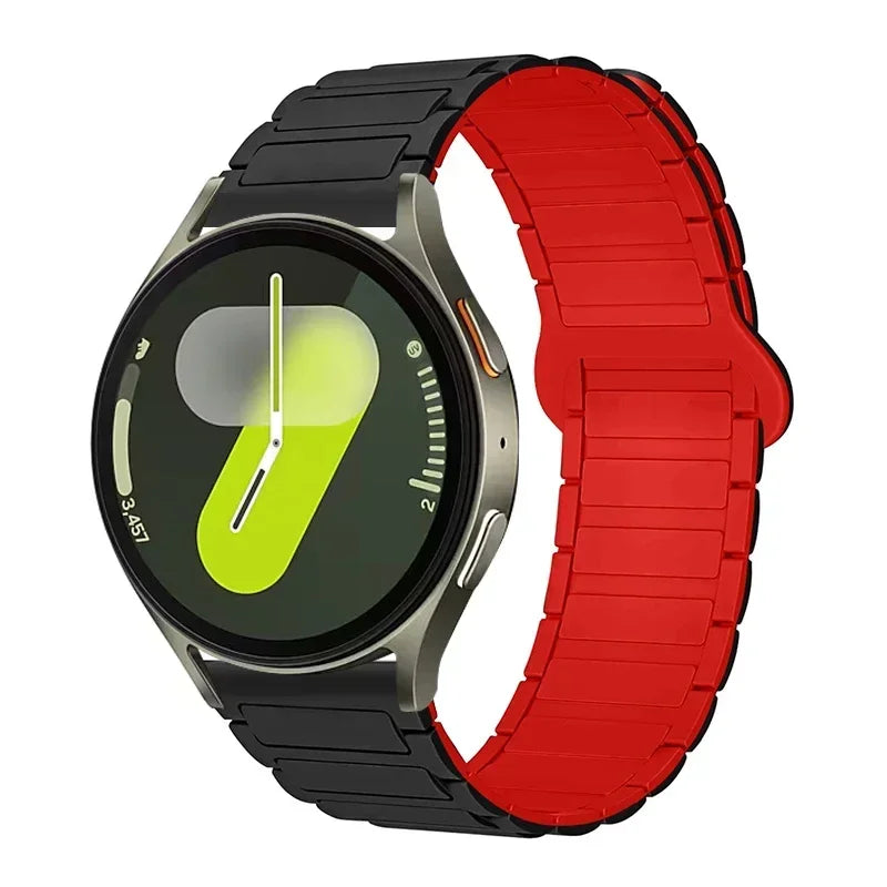 Polar Ribbed Magnetic Silicone Loop Band — Black / Red