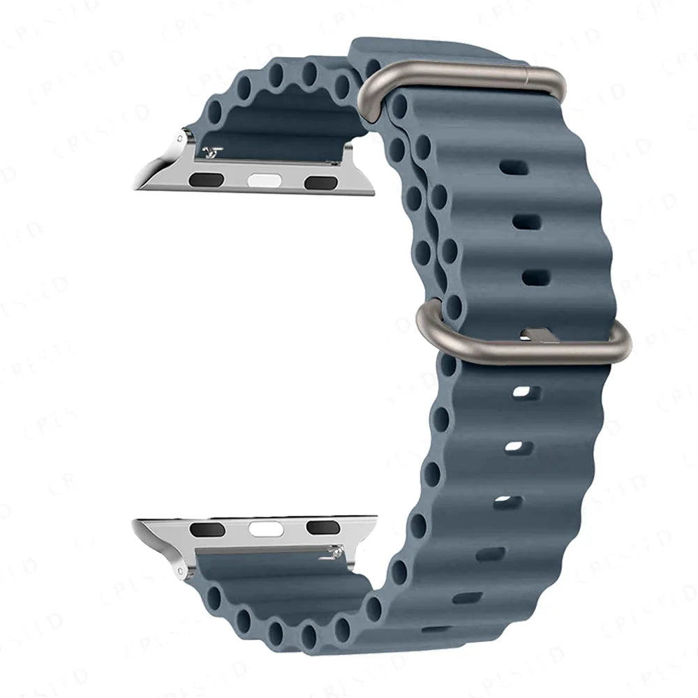 Ribbed Silicone Apple Watch Band - Solid & Two-Tone in Slate Blue