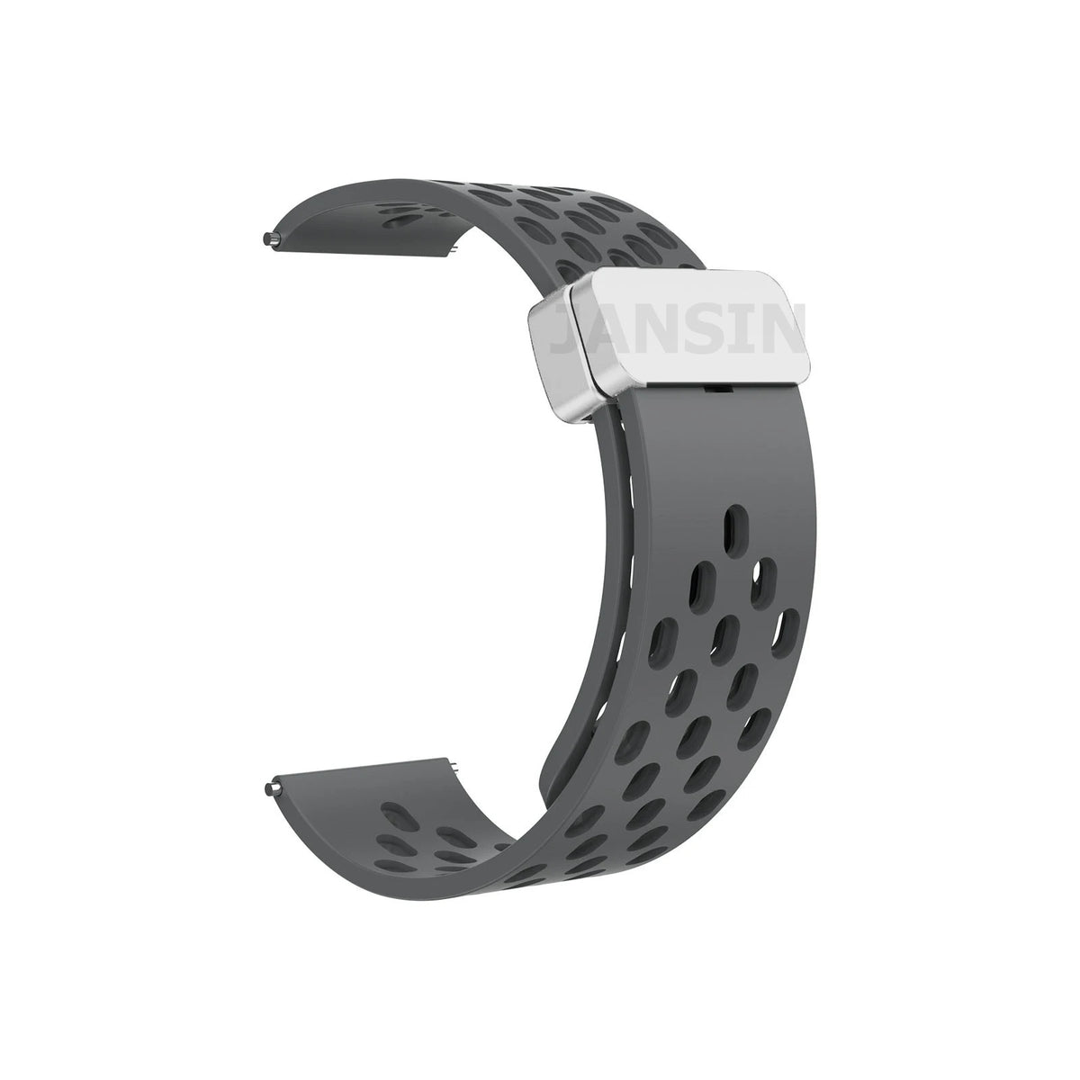 OnePlus Smartwatch Bands Silicone Magnetic Loop Strap Replacement in gray with perforated design.