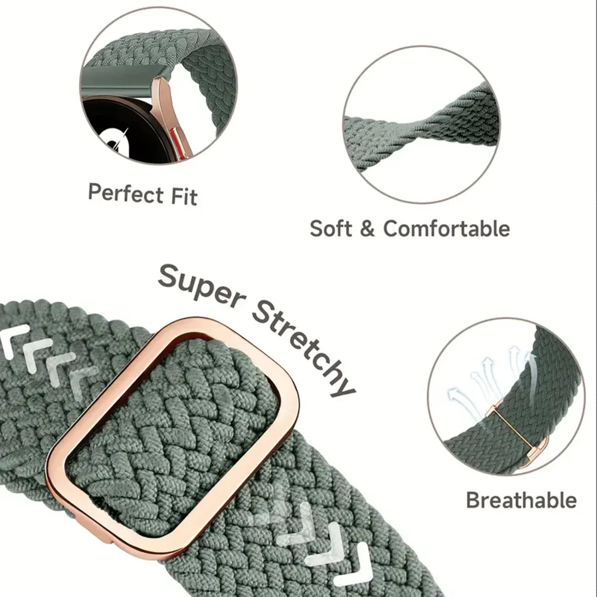Braided Stretch Loop Band 3-Pack — braided loop with adjustable buckle