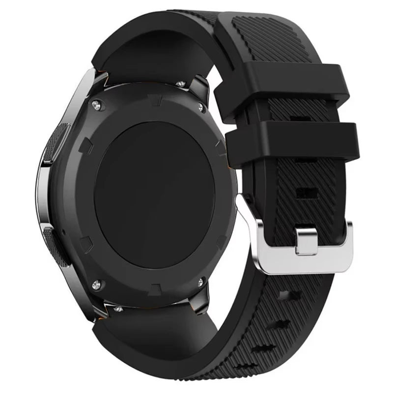 COROS Textured Silicone Watch Band with Pin Buckle - Black band and pin buckle rear view