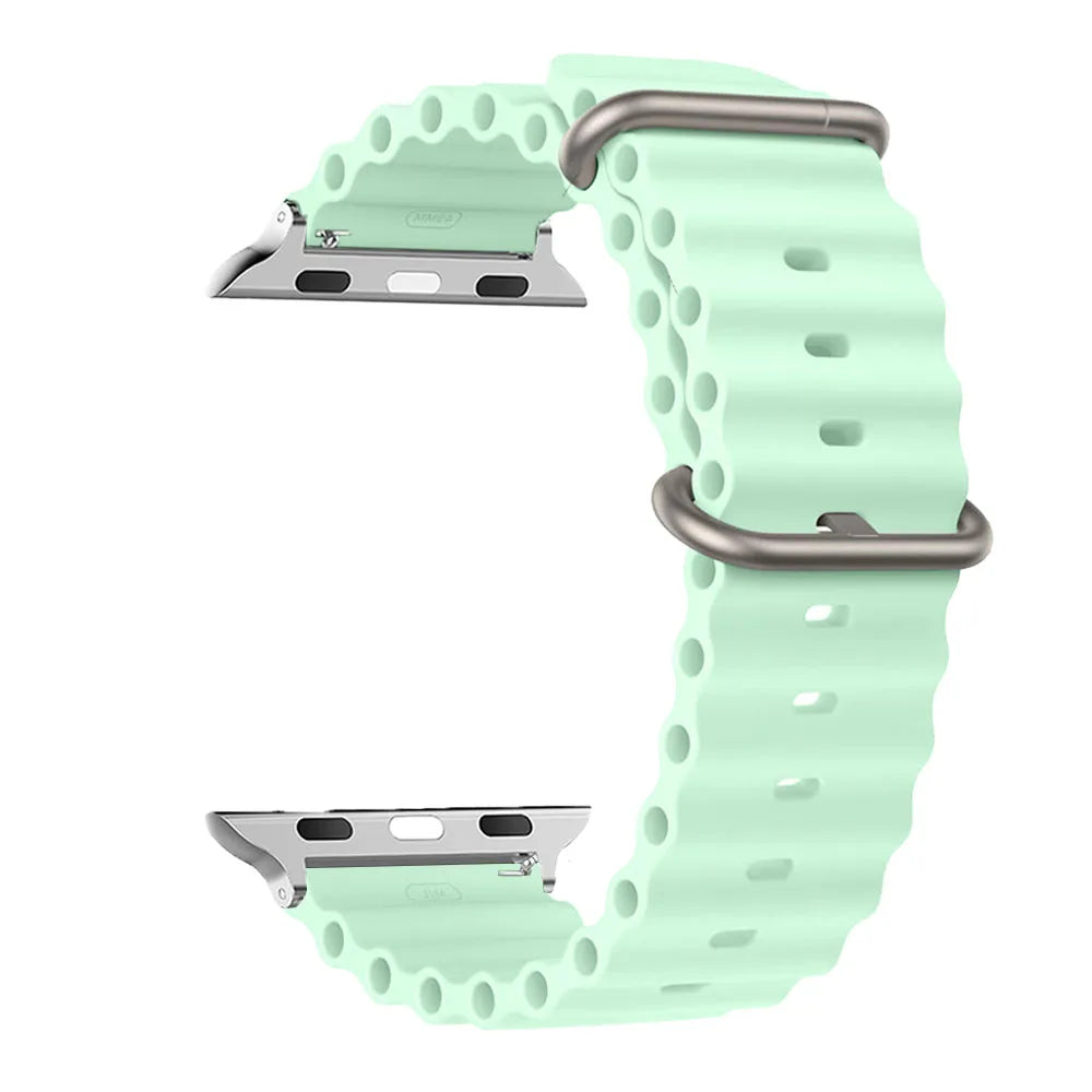 Ribbed Silicone Apple Watch Band - Solid & Two-Tone in Pale Mint