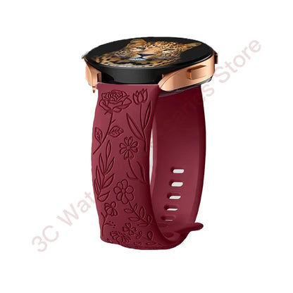 Garmin Rose Engraved Silicone Band in Wine Red