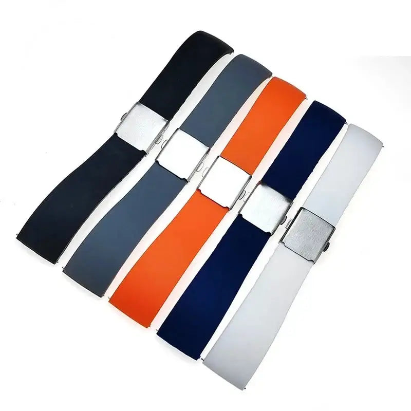 Suunto Trim-to-Fit Silicone Clasp Band - Five colors laid flat